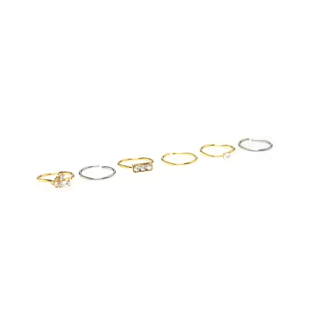 Multi-Pack Silvertone and Gold Pearl Hoop Nose Rings 6 Pack - 20 Gauge at Spencer's