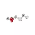Multi-Pack Strawberry Flower Titanium Cartilage Earrings 3 Pack – 16 Gauge at Spencer's