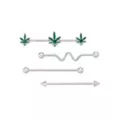 Multi-Pack Weed Leaf and Silvertone Industrial Barbells 4 Pack - 14 Gauge at Spencer's