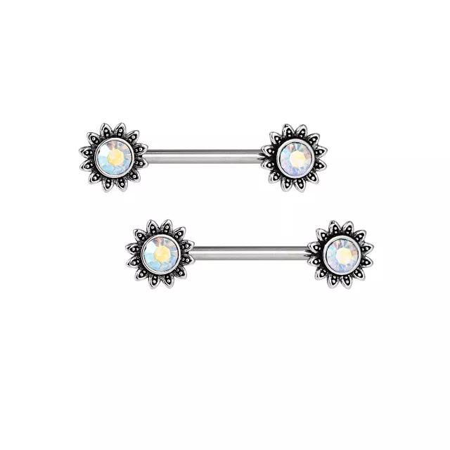 Titanium Sun Nipple Barbells - 14 Gauge at Spencer's