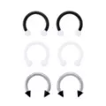 Multi-Pack Black White and Silvertone Horseshoe Rings 3 Pair - 14 Gauge at Spencer's