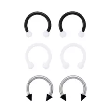 Multi-Pack Black White and Silvertone Horseshoe Rings 3 Pair - 14 Gauge at Spencer's