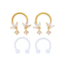 Multi-Pack CZ Marquis Fan Goldtone Horseshoe Rings 2 Pair - 16 Gauge at Spencer's