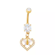 Goldplated CZ Titanium Butterfly Dangle Belly Ring - 14 Gauge at Spencer's