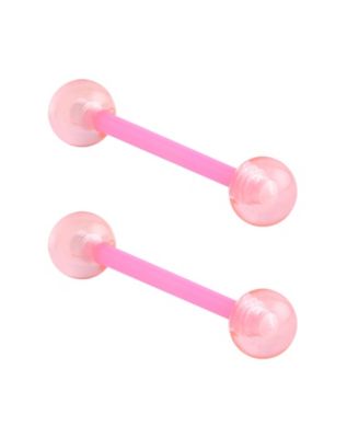 Glow in the Dark Blue Bioflex Nipple Barbells - 14 Gauge