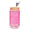 Playboy Checkered Glass Cup with Straw - 16 oz. at Spencer's