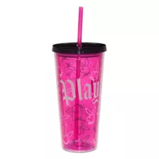 Playboy Bunny Gothic Print Cup with Straw - 20 oz. at Spencer's