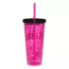 Playboy Bunny Gothic Print Cup with Straw - 20 oz. at Spencer's