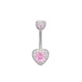 Pink Titanium and CZ Heart Halo Banana Belly Ring - 14 Gauge at Spencer's