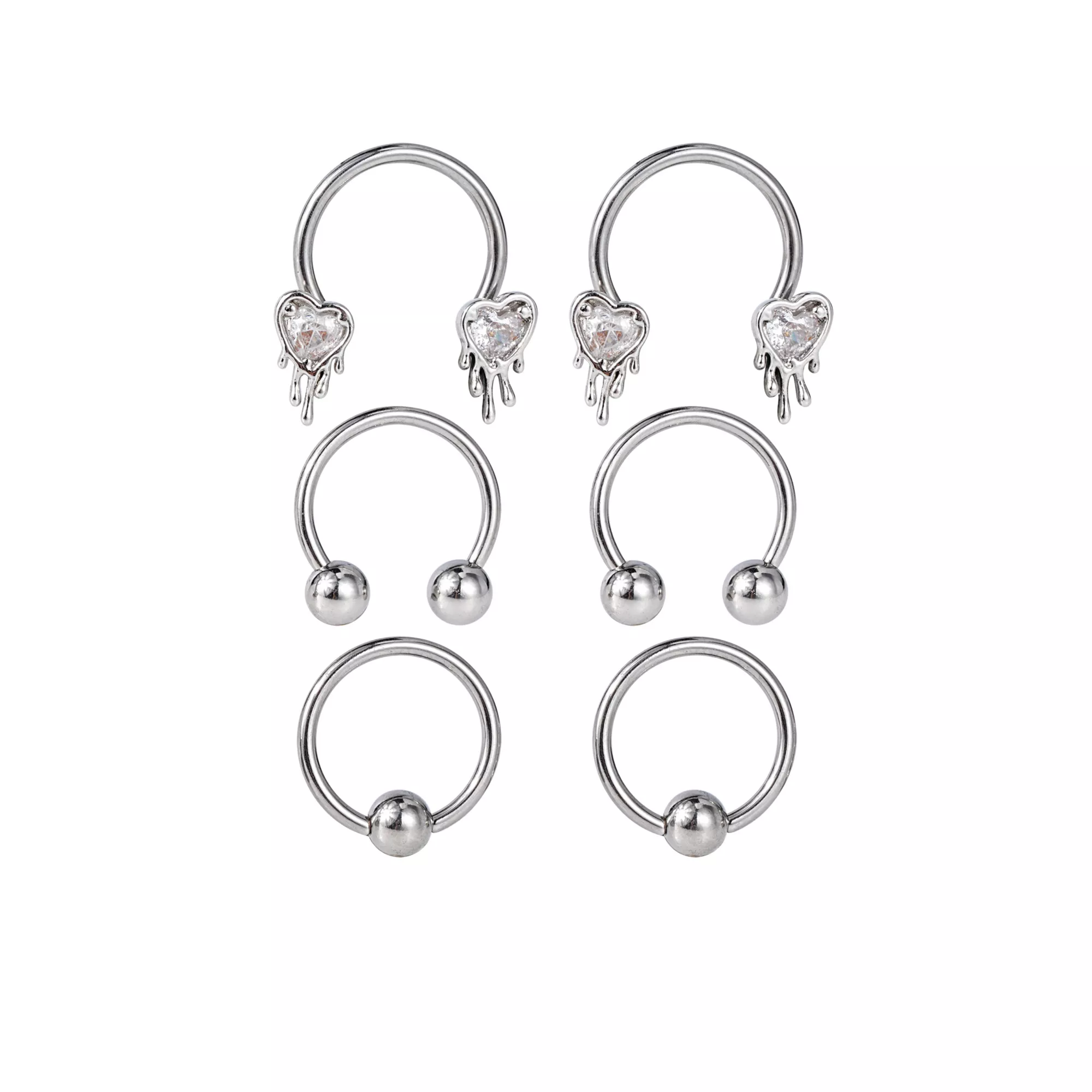 Multi-Pack Drippy Heart Horseshoe Rings 6 Pack - 16 Gauge at Spencer's