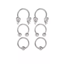 Multi-Pack Drippy Heart Horseshoe Rings 6 Pack - 16 Gauge at Spencer's