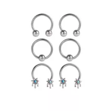 Multi-Pack Drippy Spider Web Horseshoe Rings 6 Pack - 16 Gauge at Spencer's