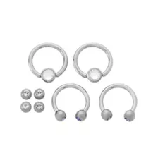 Multi-Pack CZ Purple Titanium Captives and Horseshoe Rings 4 Pack - 16 Gauge at Spencer's