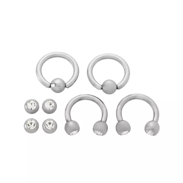 Multi-Pack CZ Titanium Captive Closure and Horseshoe Rings with Extra Balls 4 Pack - 14 Gauge at Spencer's