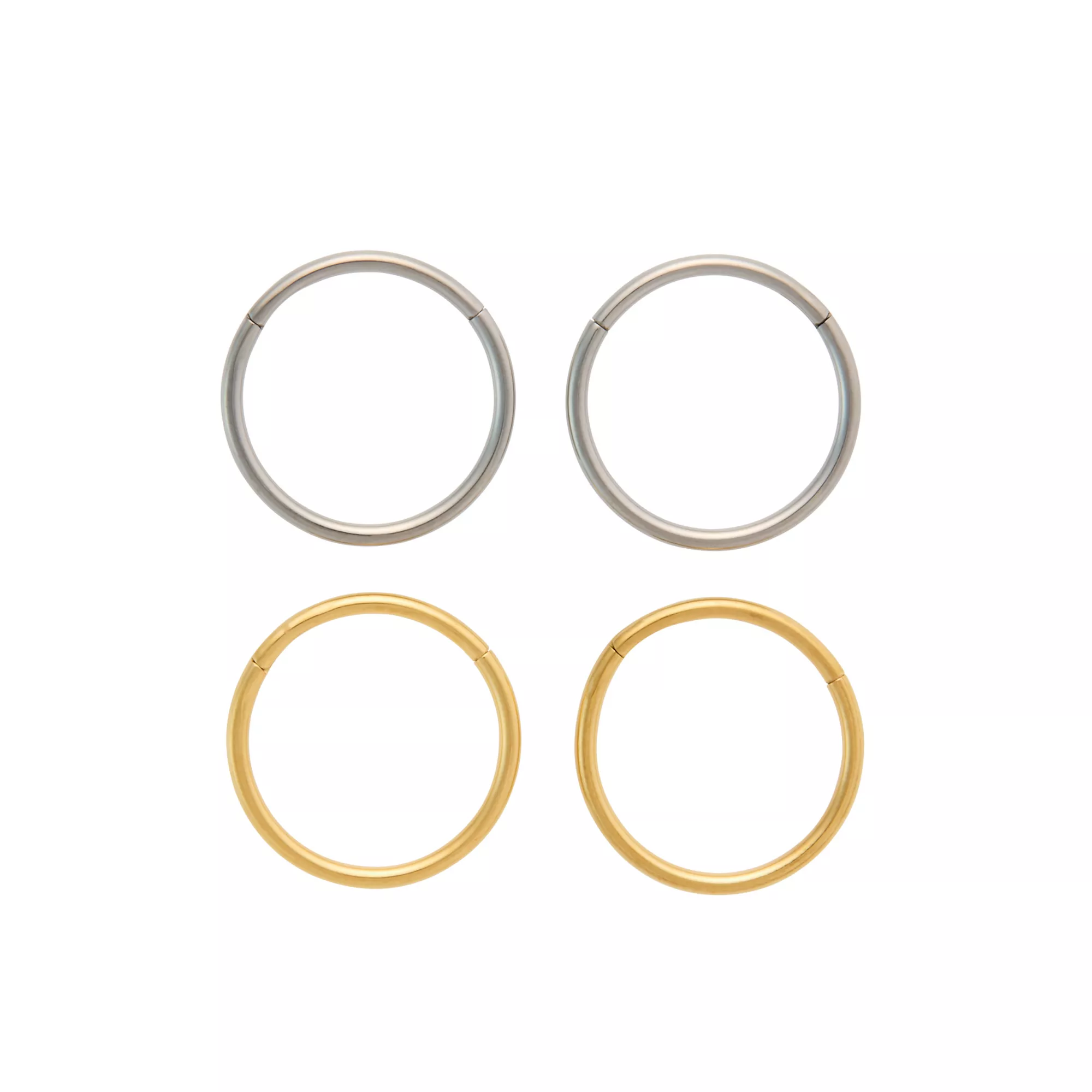 Multi-Pack Silver and Gold Titanium Hinge Hoops 4 Pack - 20 Gauge at Spencer's