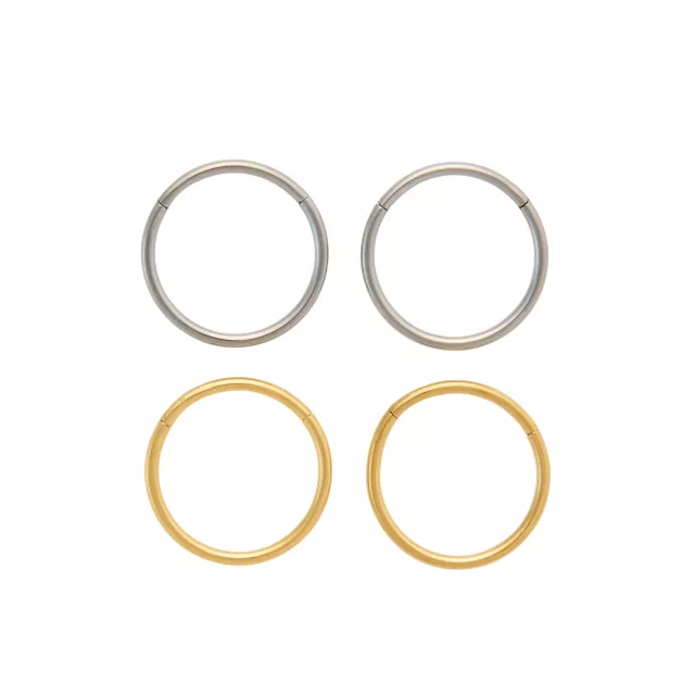 Multi-Pack Silver and Gold Titanium Hinge Hoops 4 Pack - 20 Gauge at Spencer's