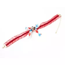 Red Frills Clown Bow Choker Necklace at Spencer's