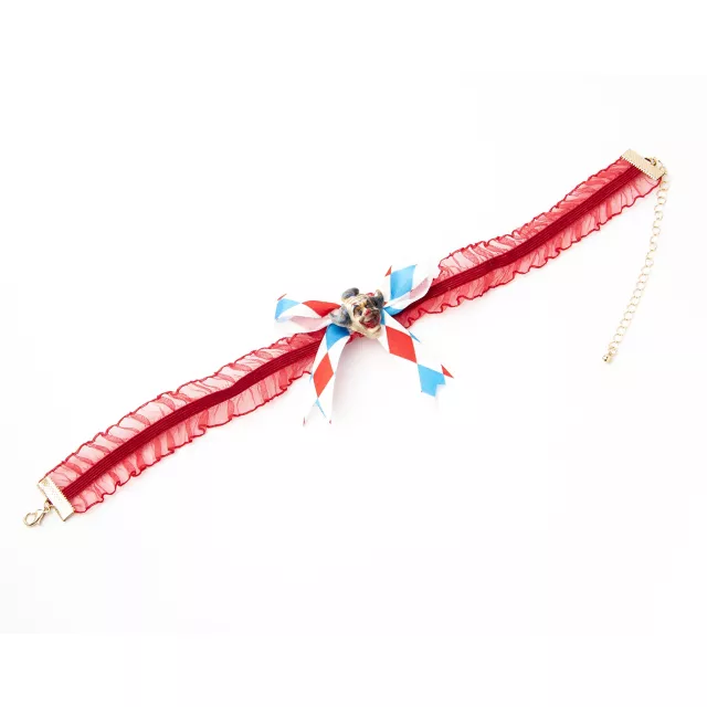 Red Frills Clown Bow Choker Necklace at Spencer's