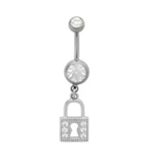 Titanium Lock Dangle Belly Ring - 14 Gauge at Spencer's