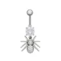 Silver Titanium and CZ Spider Dangle Belly Ring - 14 Gauge at Spencer's