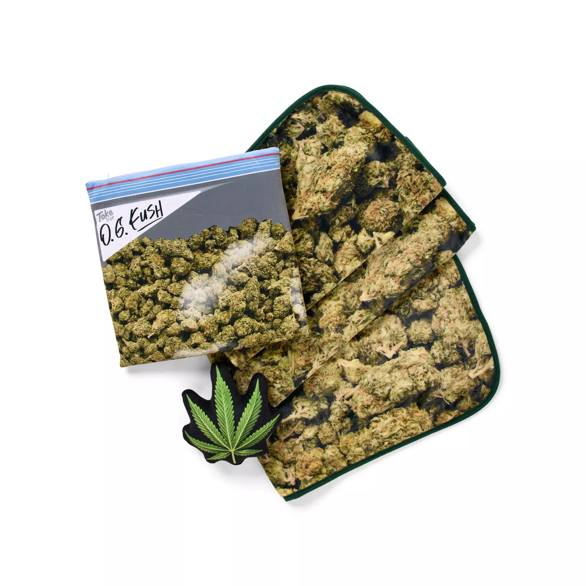 O.G. Kush Weed Leaf Fleece Blanket and Plush Set