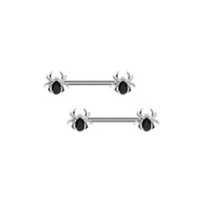 Black CZ Spider Nipple Barbells - 14 Gauge at Spencer's
