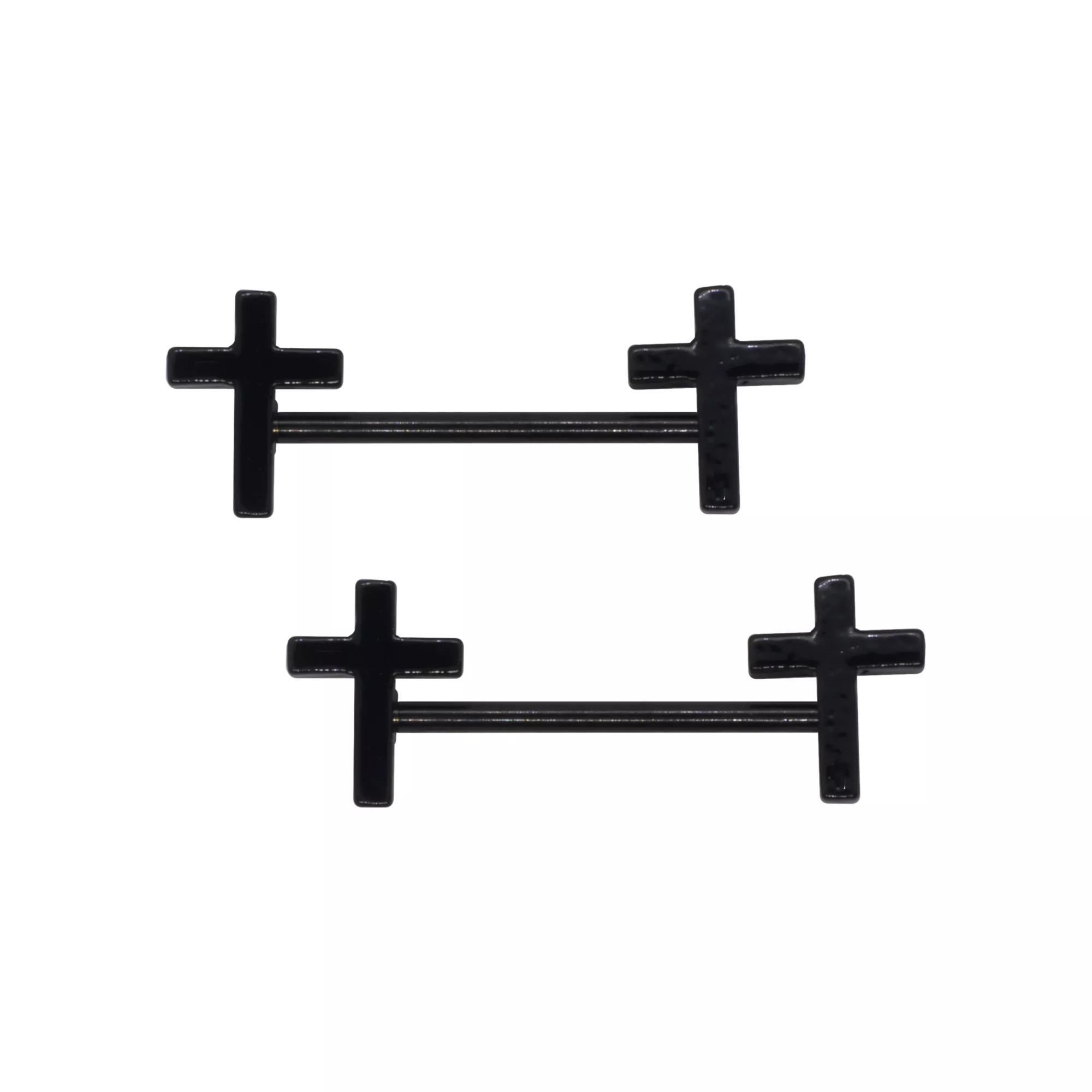Black Cross Nipple Barbells - 14 Gauge at Spencer's