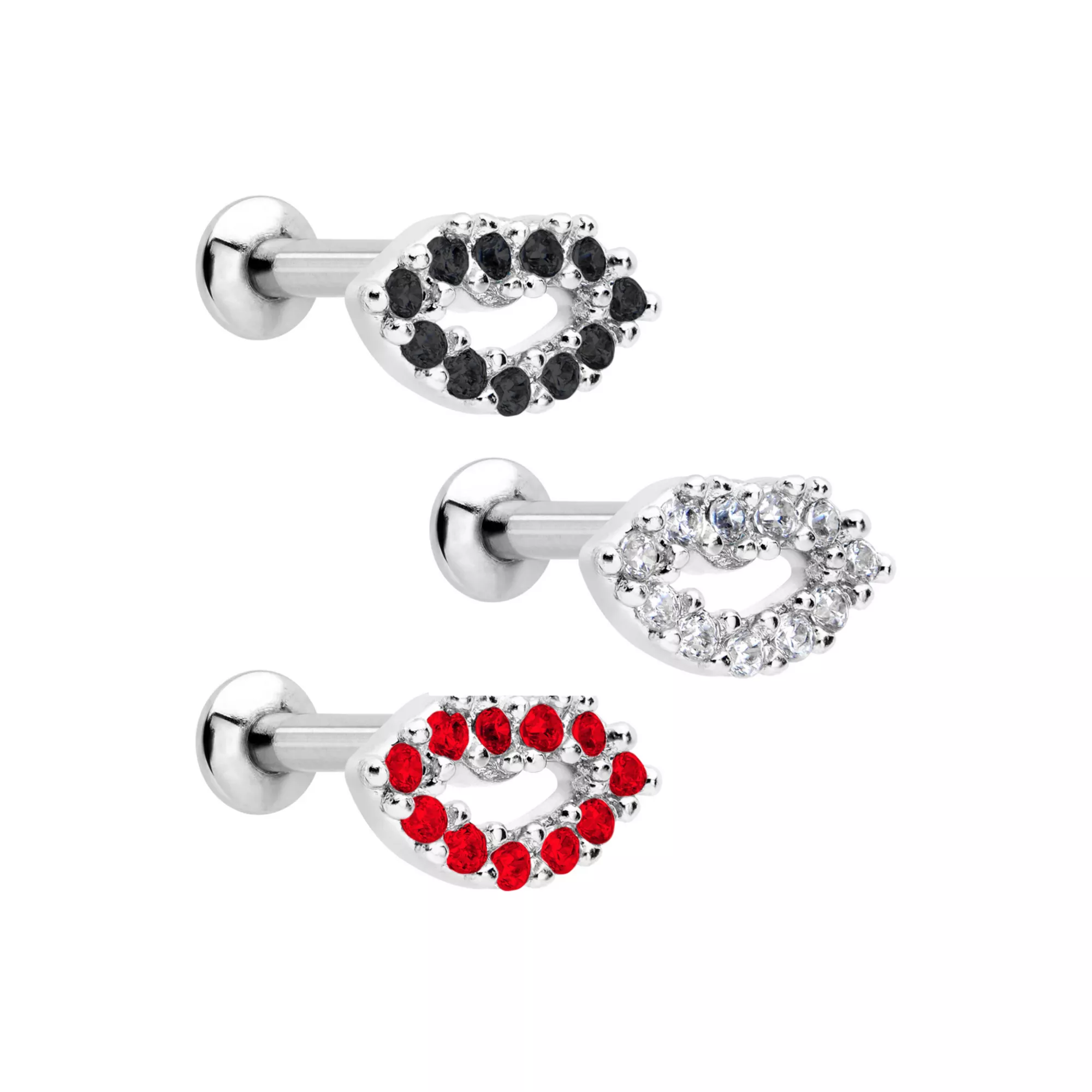 Multi-Pack CZ Lip Cartilage Earrings 3 Pack - 16 Gauge at Spencer's