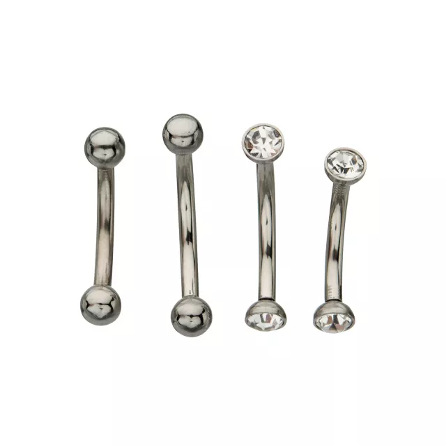 Multi-Pack Silver Plated CZ Vertical Labrets 4 Pack - 16 Gauge at Spencer's