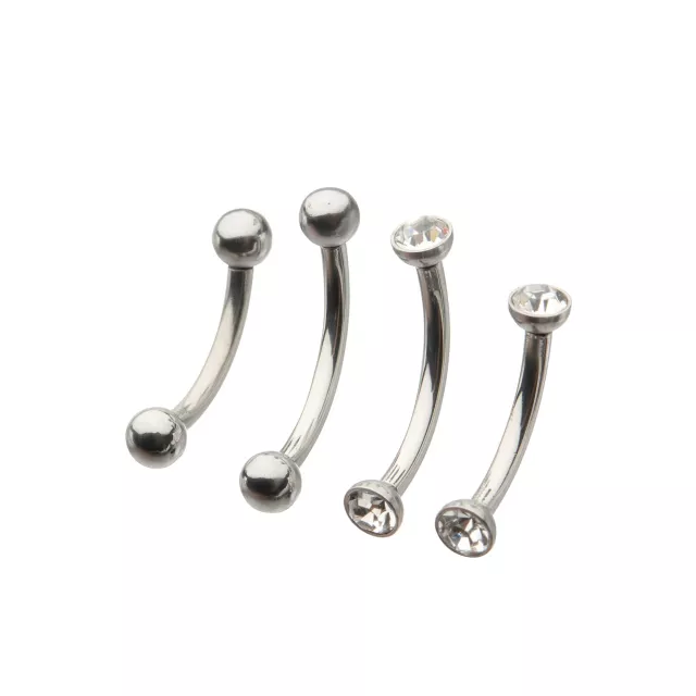 Multi-Pack Silver Plated CZ Vertical Labrets 4 Pack - 16 Gauge at Spencer's