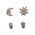 Multi-Pack CZ Sun and Moon Labret Lip Rings 4 Pack - 16 Gauge at Spencer's