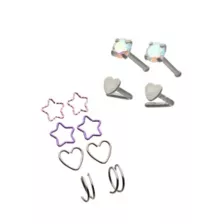 Multi-Pack CZ Star and Heart Shaped Nose Hoops and L-Bend Nose Rings 12 Pack - 20 Gauge at Spencer's