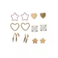 Multi-Pack Goldtone Heart Star Pin and Hoop Nose Rings 12 Pack - 20 Gauge at Spencer's