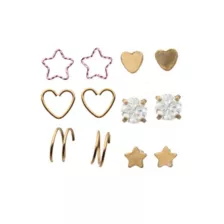 Multi-Pack Goldtone Heart Star Pin and Hoop Nose Rings 12 Pack - 20 Gauge at Spencer's