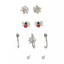 Multi-Pack CZ Spider and Spider Web Hoop and Pin Nose Rings 9 Pack - 20 Gauge at Spencer's