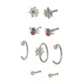 Multi-Pack CZ Spider and Spider Web Hoop and Pin Nose Rings 9 Pack - 20 Gauge at Spencer's