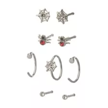 Multi-Pack CZ Spider and Spider Web Hoop and Pin Nose Rings 9 Pack - 20 Gauge at Spencer's