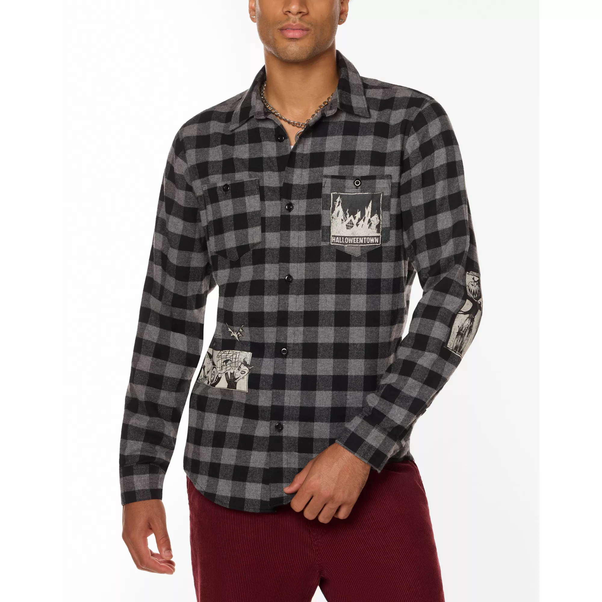 Black and Grey The Nightmare Before Christmas Flannel Shirt at Spirit Halloween