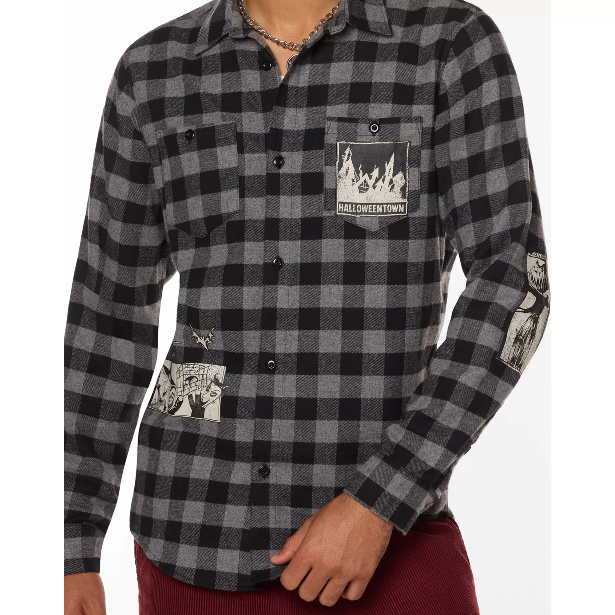Black and Grey The Nightmare Before Christmas Flannel Shirt at Spirit Halloween