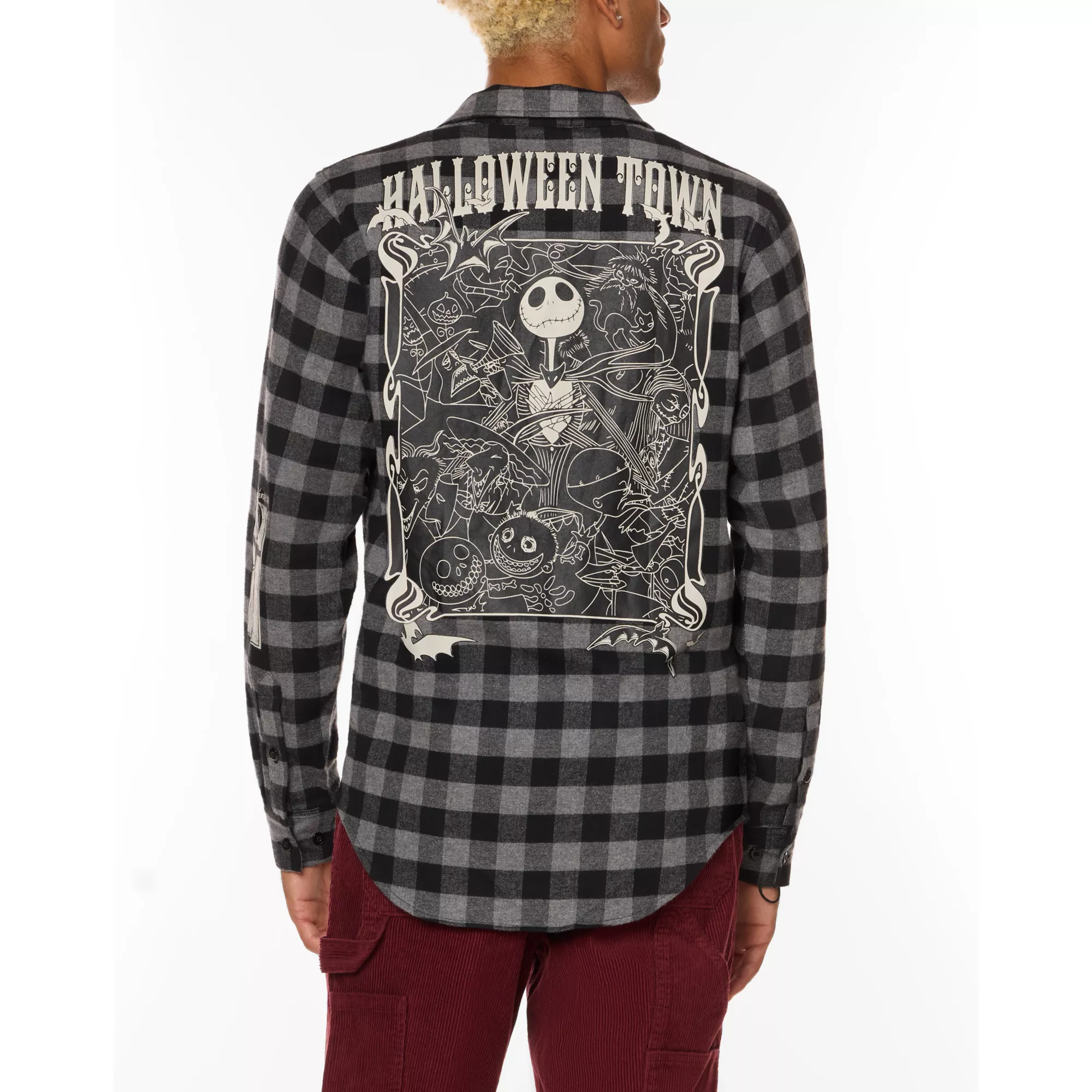 Black and Grey The Nightmare Before Christmas Flannel Shirt at Spirit Halloween