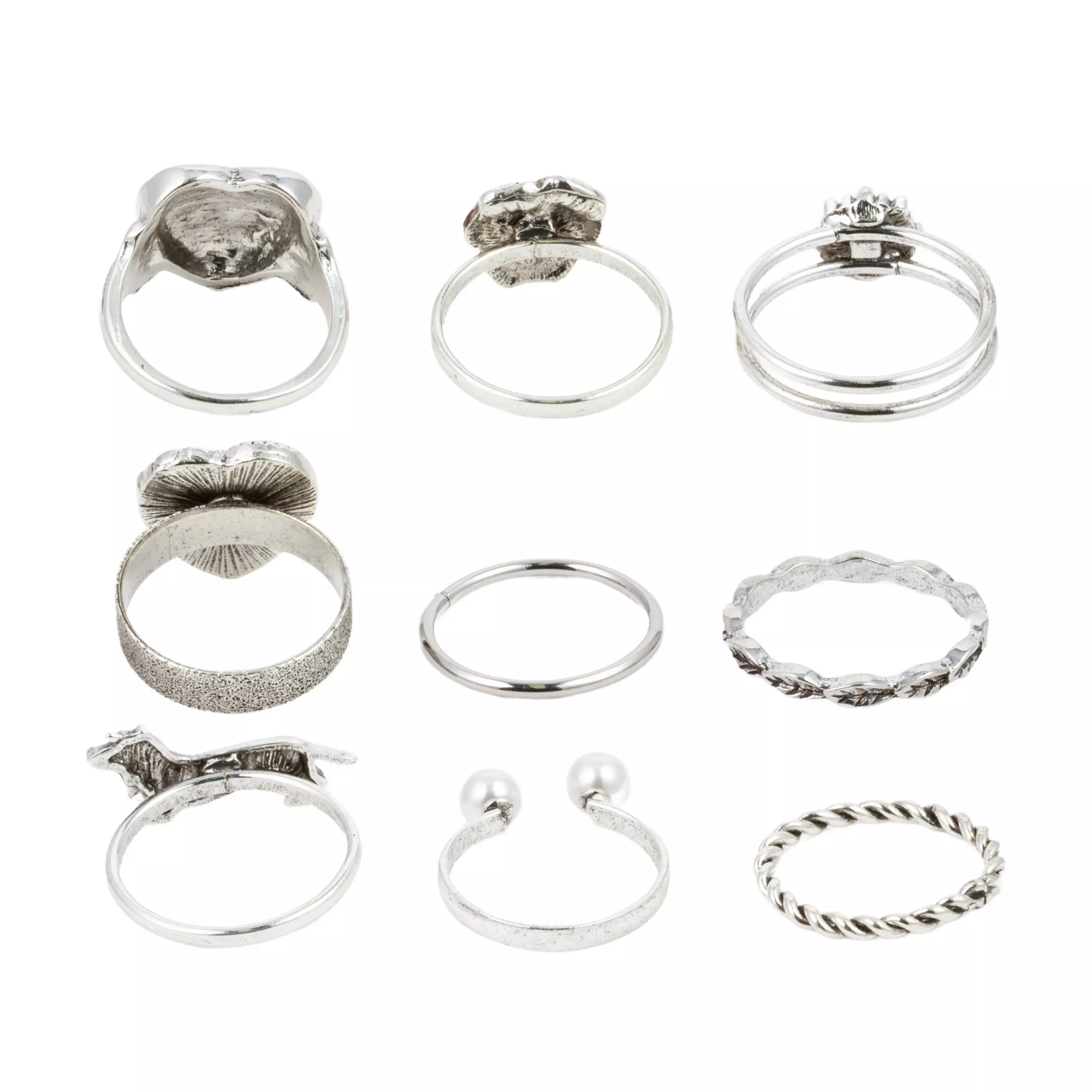 Multi-Pack Floral Heart Rings - 9 Pack at Spencer's