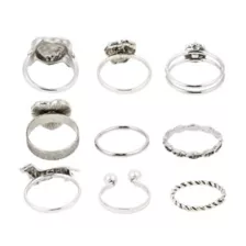 Multi-Pack Floral Heart Rings - 9 Pack at Spencer's