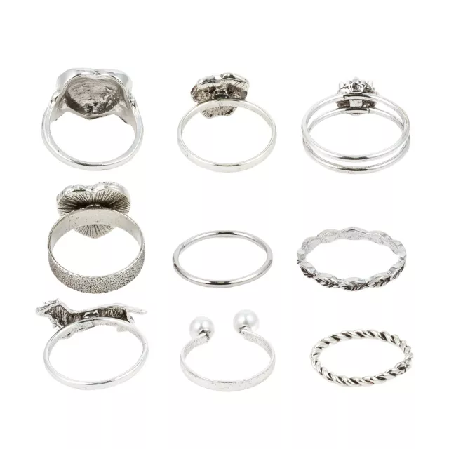 Multi-Pack Floral Heart Rings - 9 Pack at Spencer's
