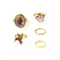 Goldtone Hummingbird Assorted Rings - 5 Pack at Spencer's