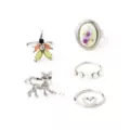 Multi-Pack Cat Heart Floral Rings - 5 Pack at Spencer's