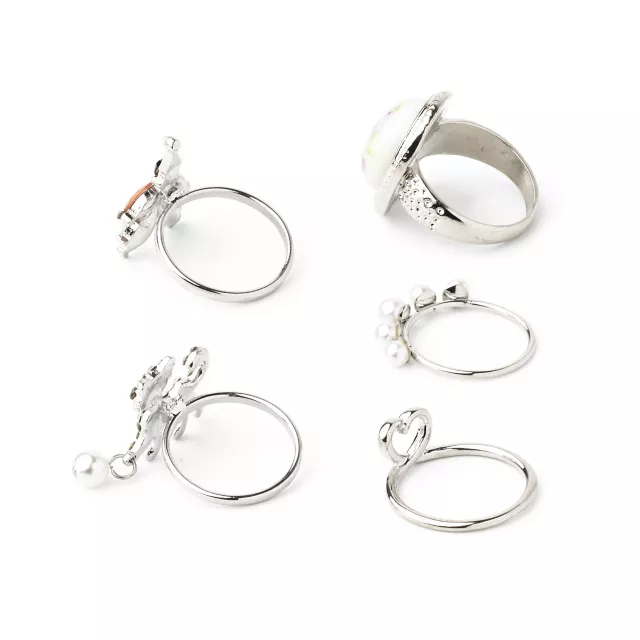Multi-Pack Cat Heart Floral Rings - 5 Pack at Spencer's