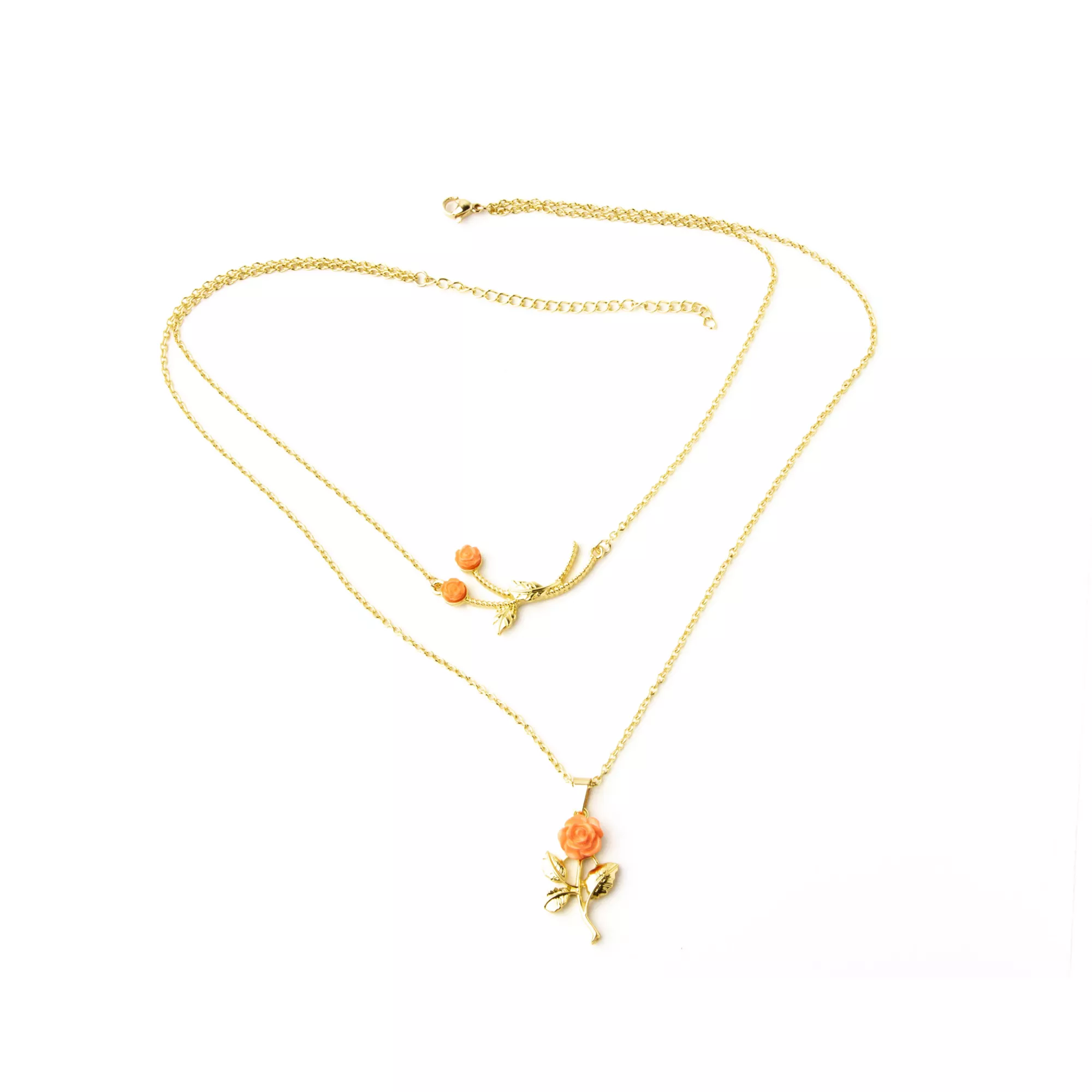2-Row Peach Rose Gold-Tone Necklace at Spencer's
