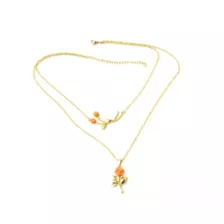 Goldtone Peach Rose Double Chain Necklace at Spencer's