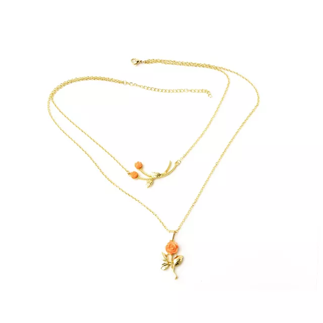 Goldtone Peach Rose Double Chain Necklace at Spencer's
