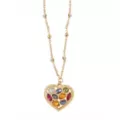 Goldtone Bejeweled Heart Necklace at Spencer's